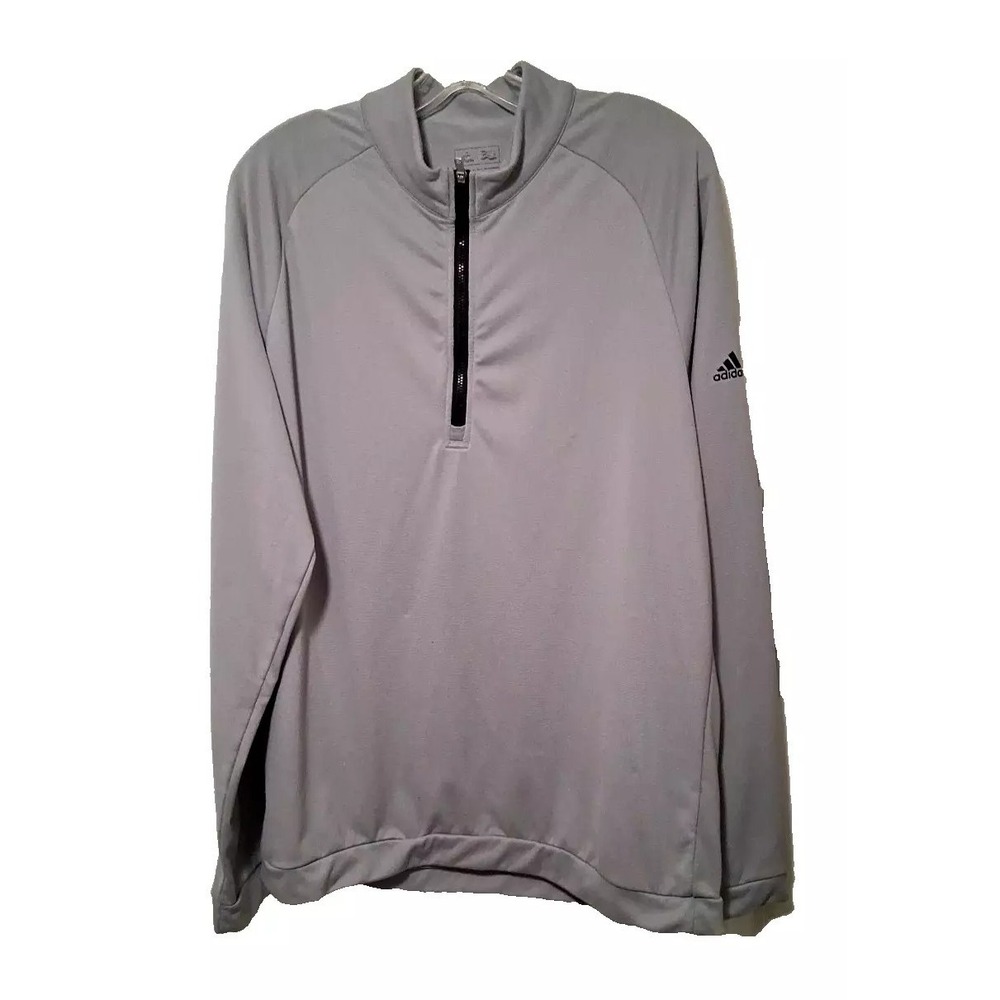 ✅️Adidas Golf Mens Medium 3 Stripe 1/4 Zip Pullover Gray Long Sleeve Shirt M